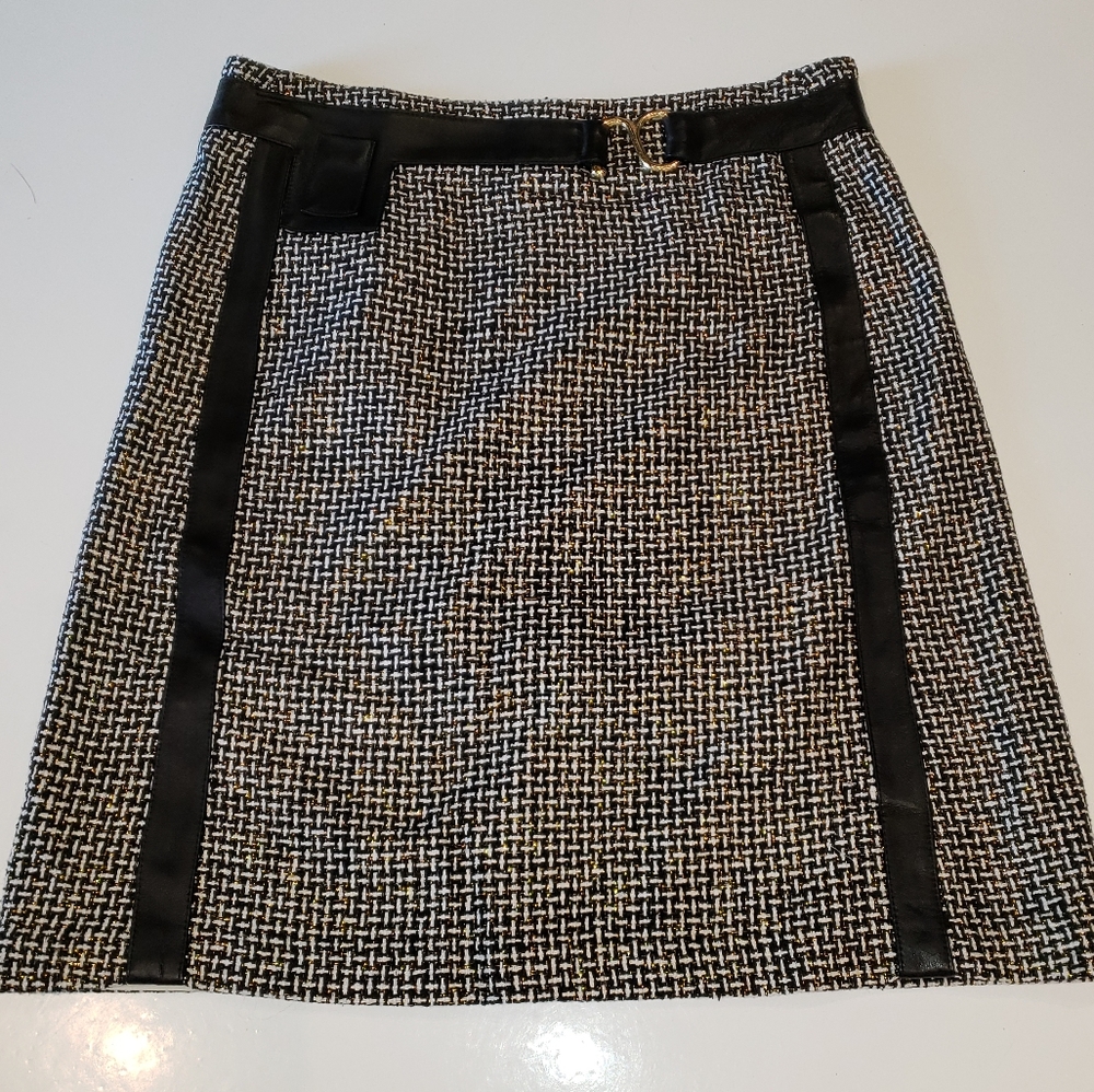 Mayle Couture leather & wool blend skir